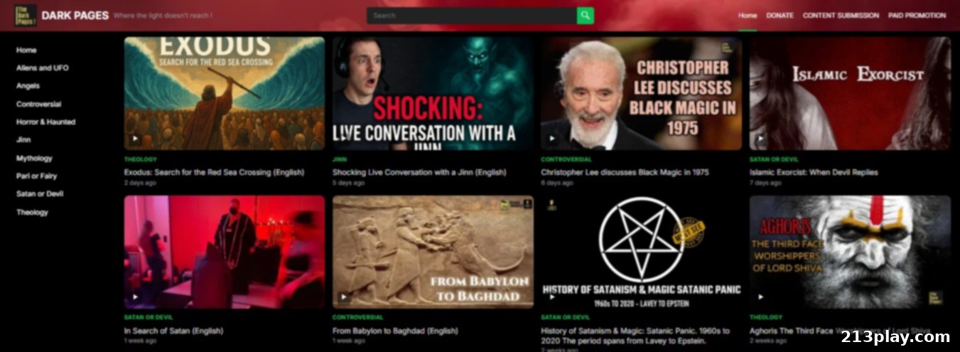 Dark Pages: Deconstructing Digital Lore 2 Dark Pages User Interface for Mythology and Supernatural Content