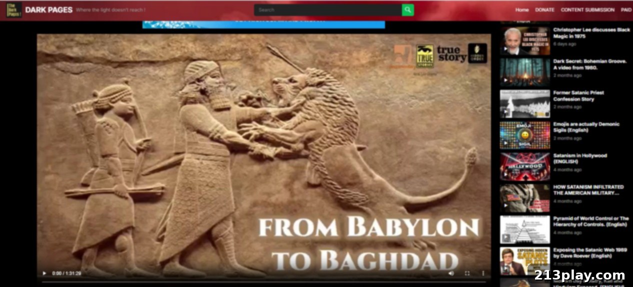 Dark Pages: Deconstructing Digital Lore 4 Dark Pages Video UI showing a mythological content piece