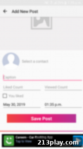 Funsta Fake Insta Posts Chats and Direct Messages 3 Funsta app displaying a fake Instagram profile with custom posts and interactions