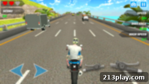 Asphalt Adrenaline Rush 4 Close-up of a motorbike in Extreme Highway Bike Racing, highlighting 3D graphics