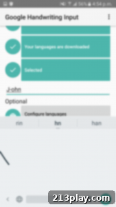 Screenshot of Google Handwriting Input showing recognized text and emoji suggestions.