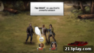 The Walking Dead: Road to Survival Game Screenshot - Town overview and base management